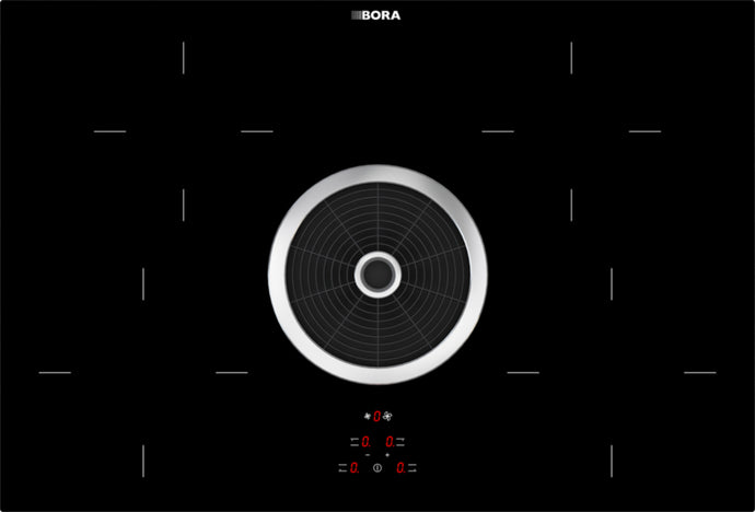 BORA Basic induction glass ceramic cooktop with integrated cooktop extractor, suitable for Basic - Exhaust air - BIA